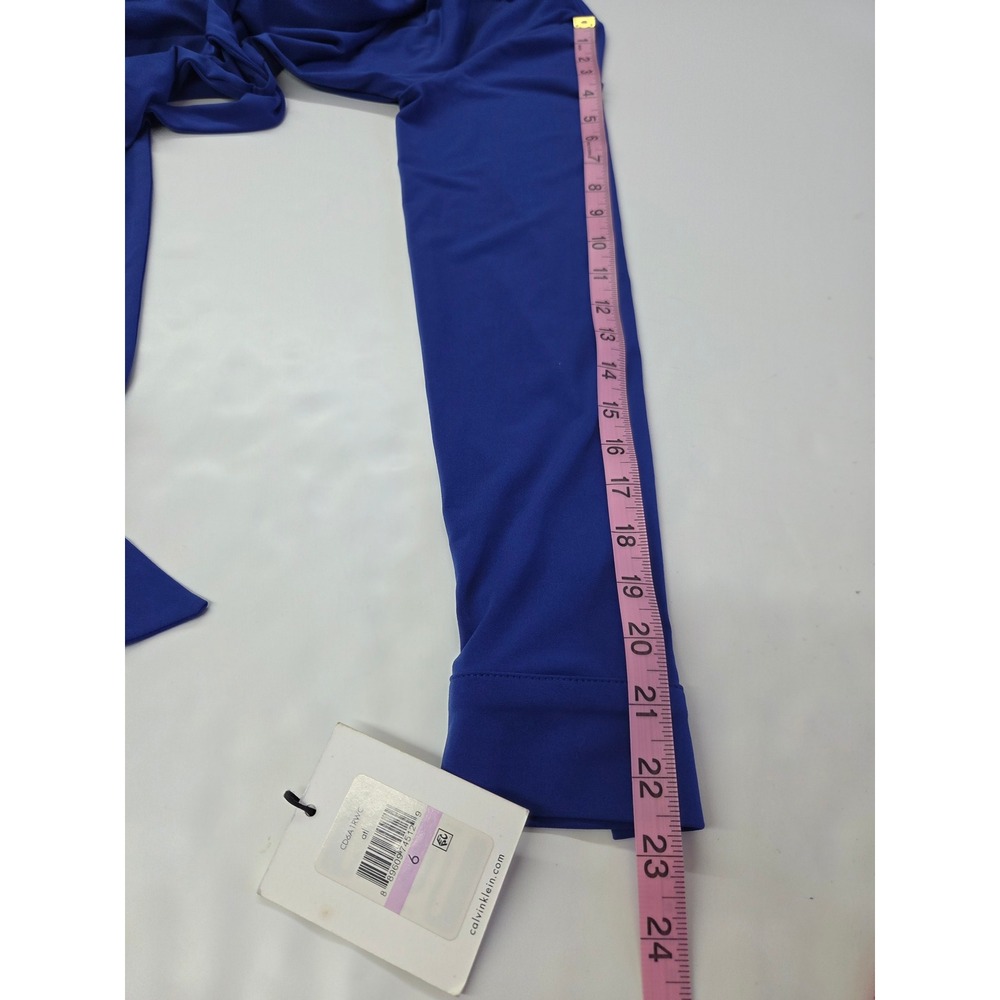 Calvin Klein Womens Royal Blue Long Sleeve Collared Wrap Dress Sz 6 CD6A1RWC New - Picture 5 of 8